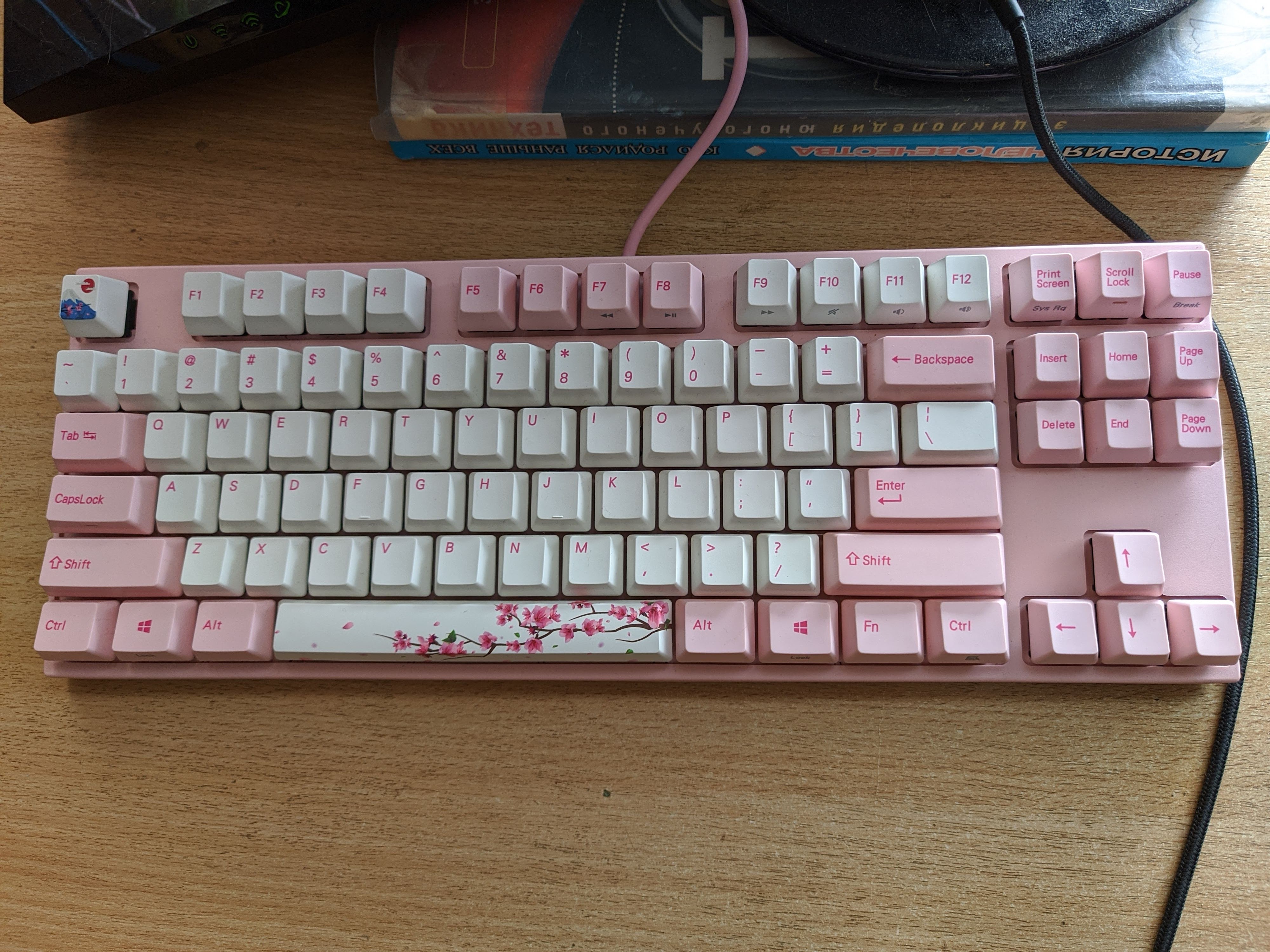 Varmilo pink keyboard VA87MR Sakura in full view
