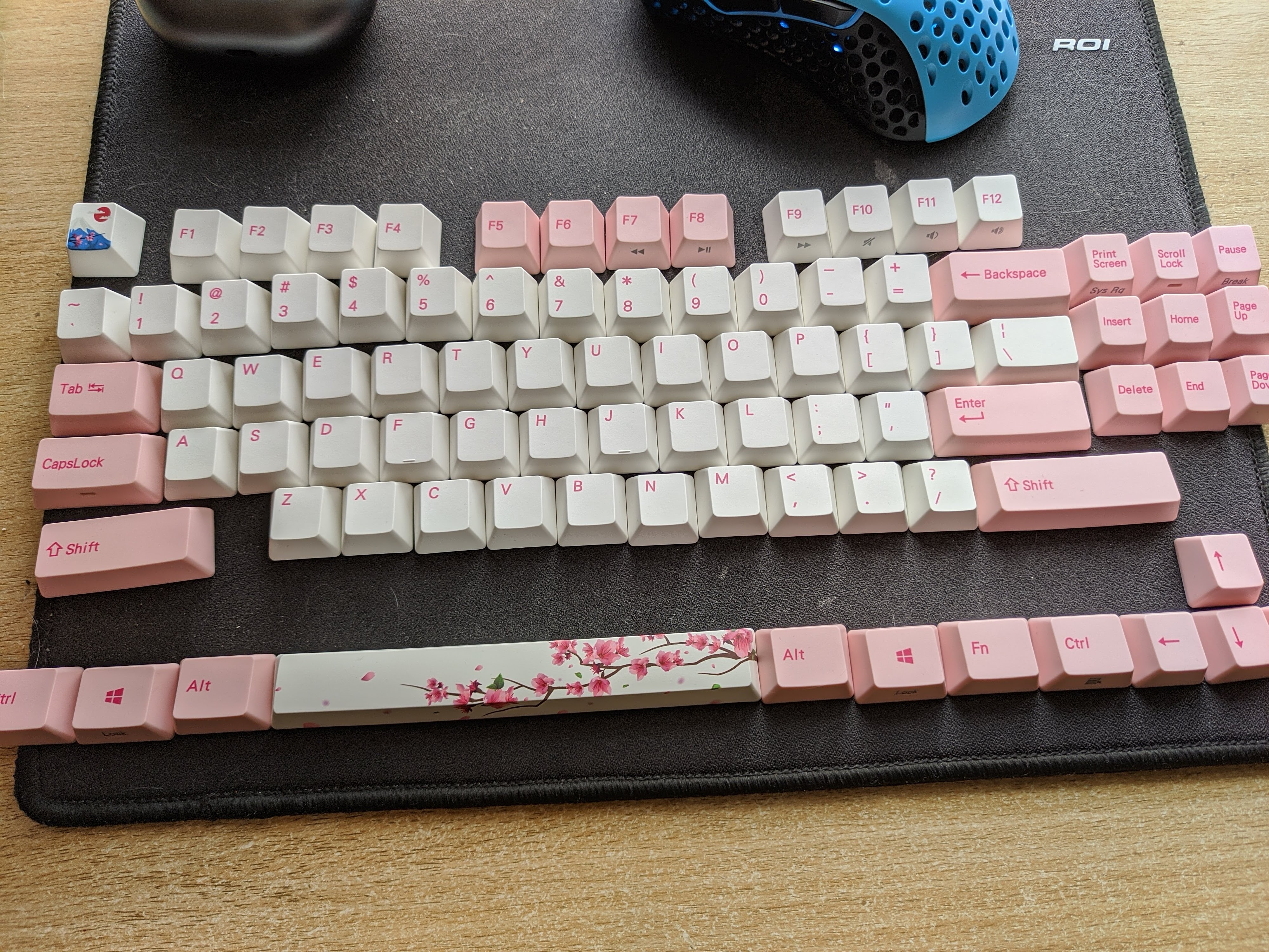 Varmilo VA87MR Sakura pink mechanical keyboard close-up